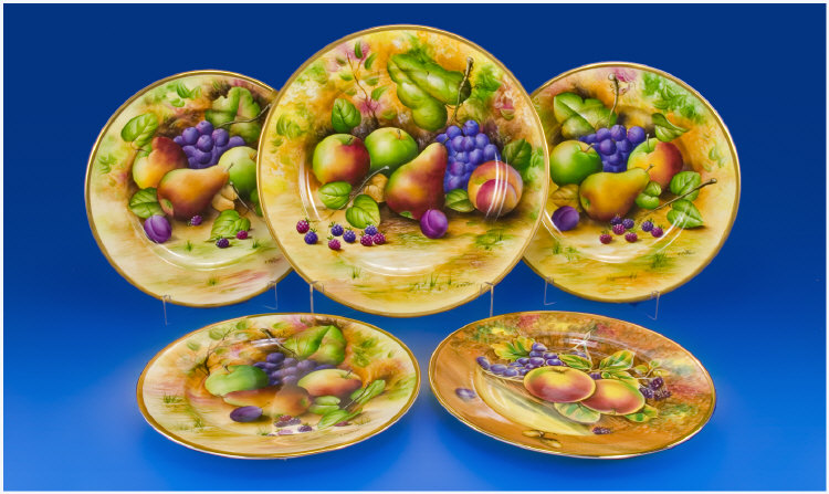 Appraisal: Brookdale Hand Painted Cabinet Plates By J Mottram Five Handpainted