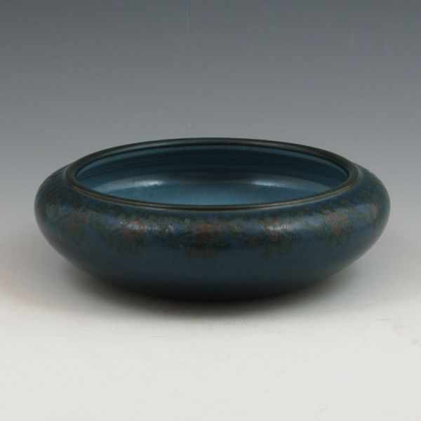 Appraisal: Marblehead Pottery semi-matte blue bowl with incised and colored flower