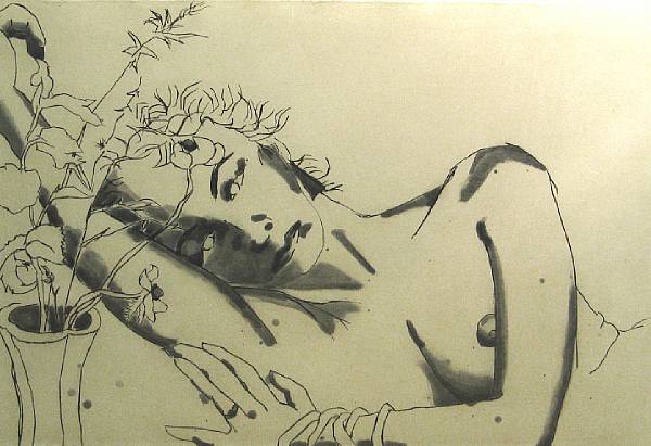 Appraisal: Robert Kushner Flora Aquatint and drypoint printed on chine coll