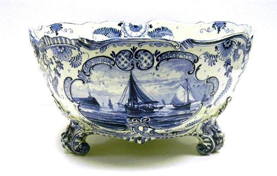 Appraisal: Delft monumental blue and white footed bowl marked ''Royal Bonn