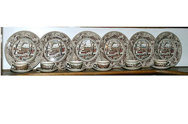 Appraisal: Thanksgiving Historic America Dinner Set A Johnson Bros six place