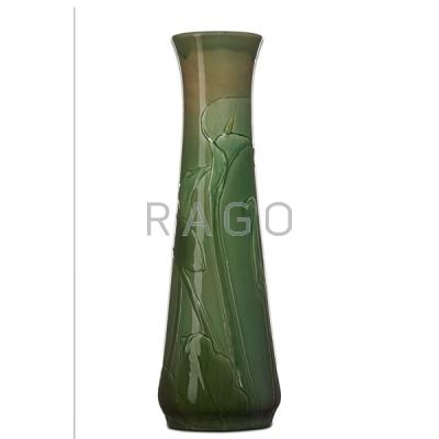 Appraisal: MATTHEW DALY ROOKWOOD Tall carved Sea Green vase Condition Report