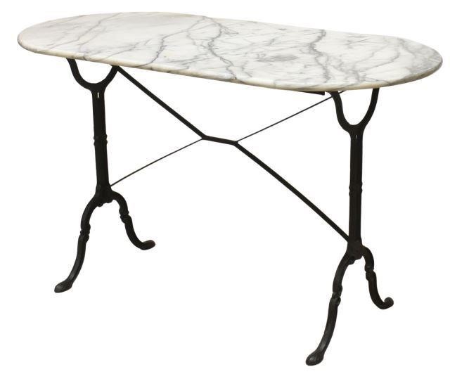 Appraisal: French Parisian bistro table early th c oval marble top