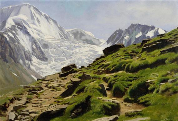 Appraisal: LUGARDON ALBERT Rome - Geneva Glacier landscape in the Valais