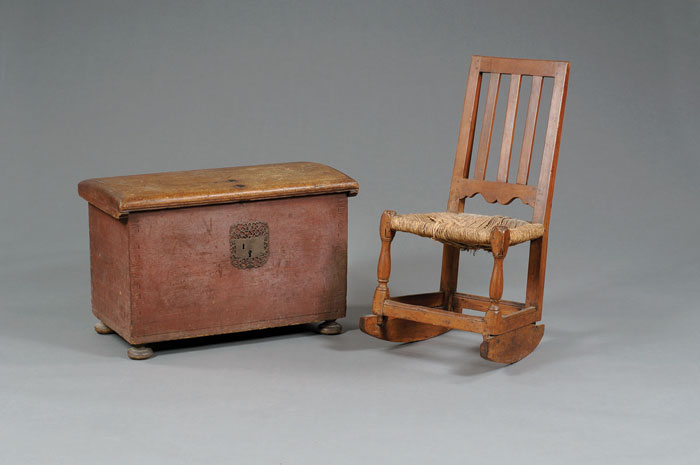 Appraisal: BERMUDIAN HARDWOOD DOME-TOP TRUNK The dome top with incised arrowhead