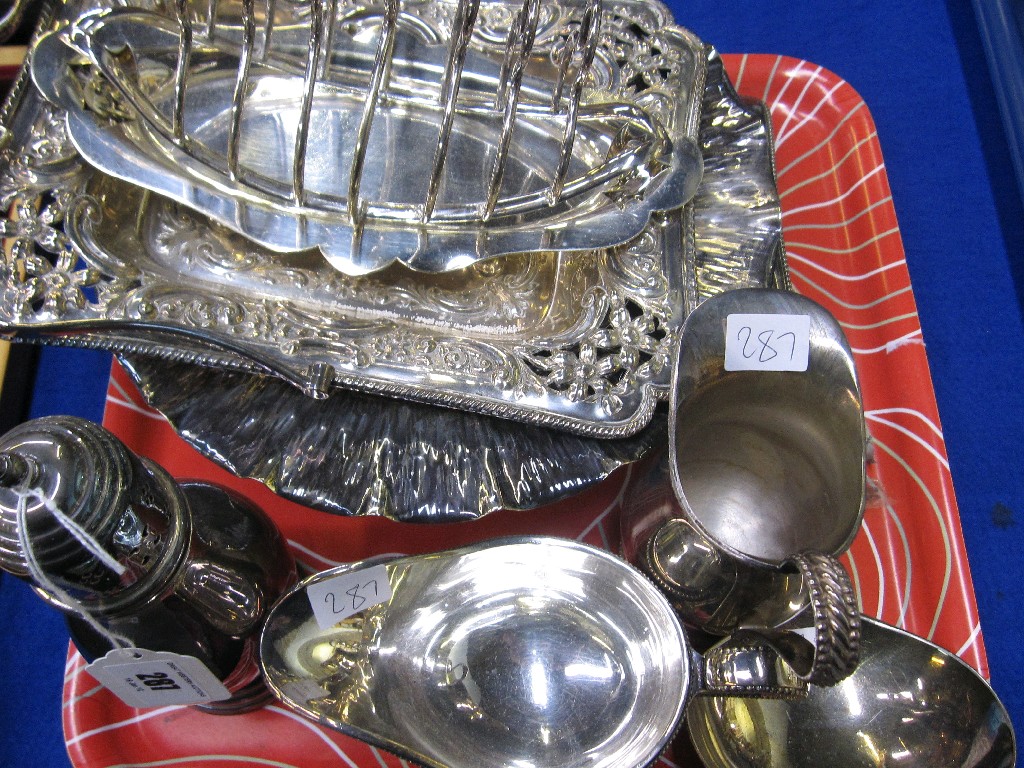 Appraisal: Tray lot of EP - Tazza Basket Castor etc