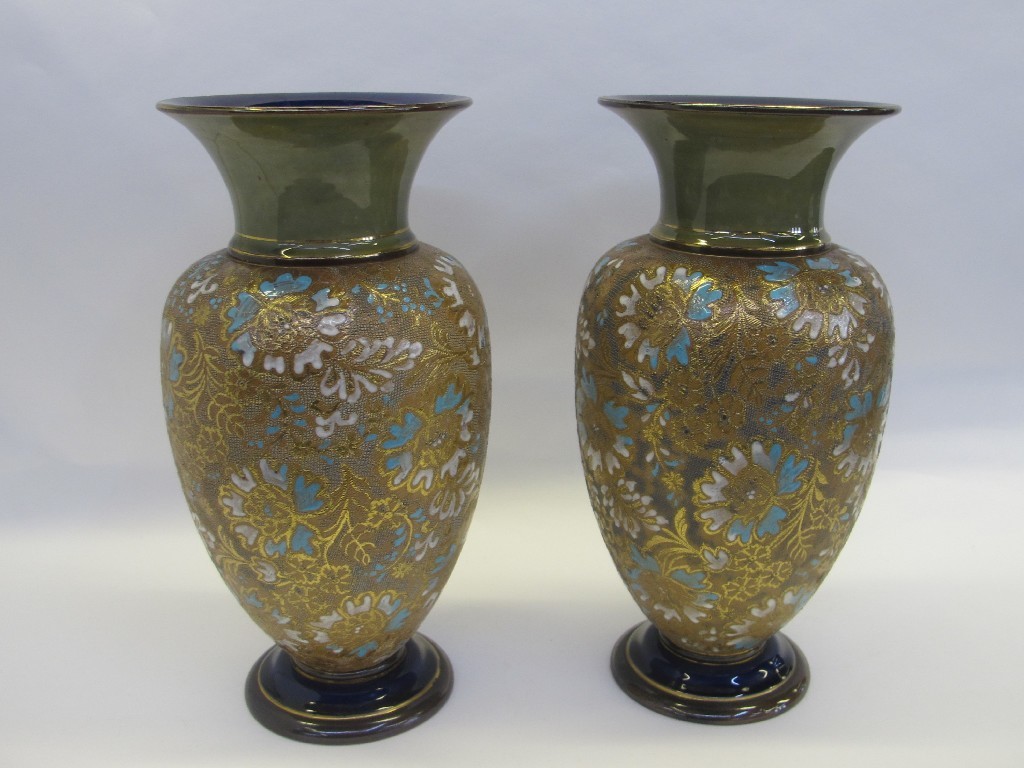 Appraisal: Pair of Doulton stoneware silicon ware vases