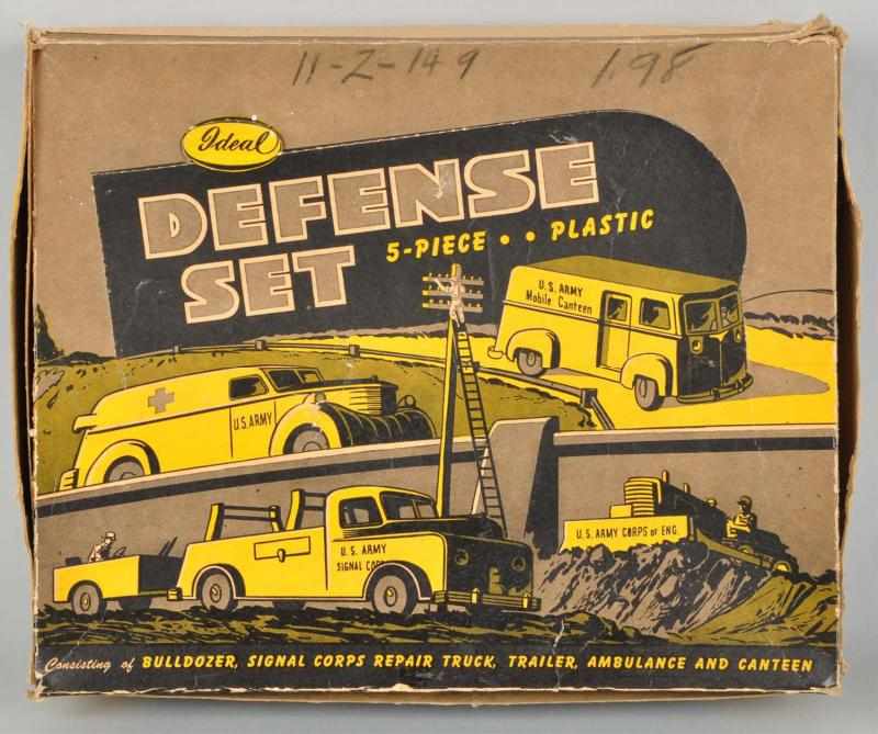 Appraisal: Plastic Ideal US Army Defense Automobile Set Description American Including