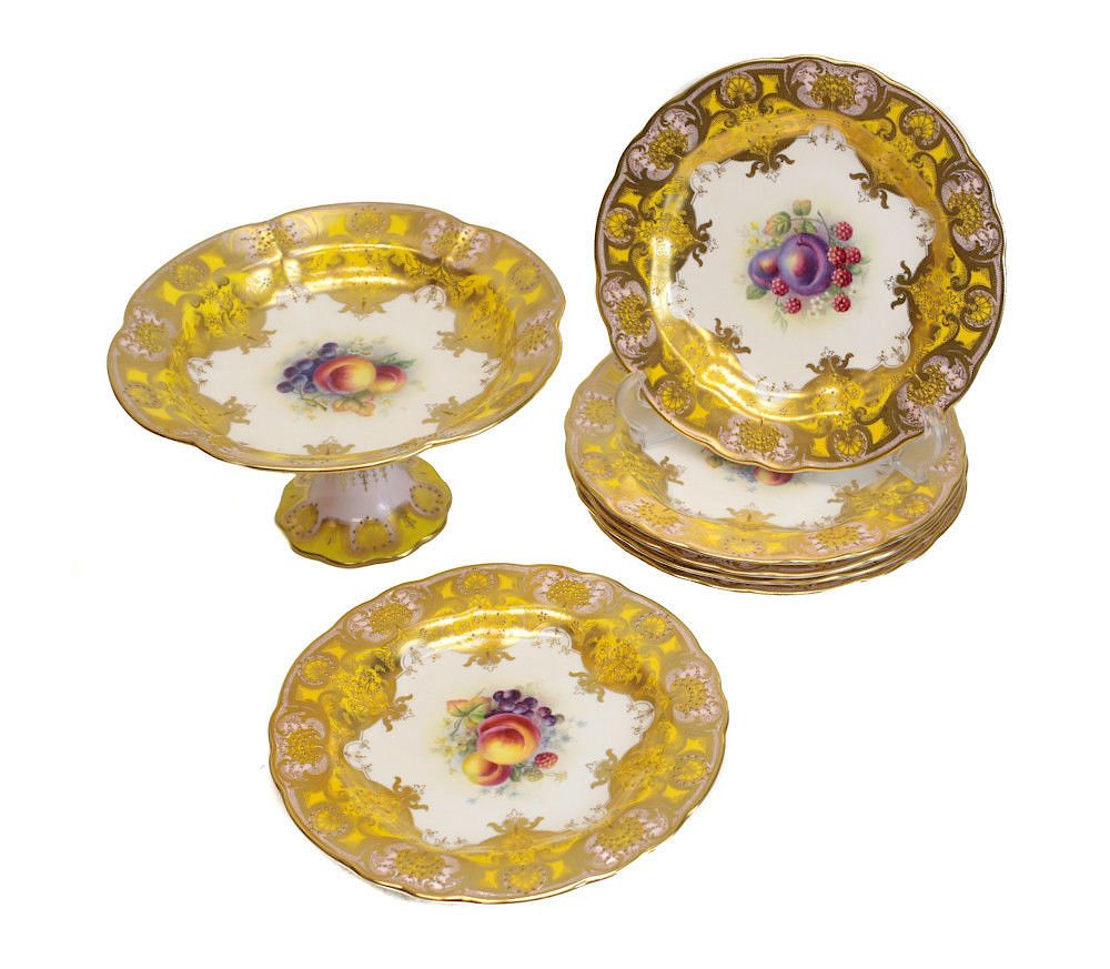 Appraisal: Royal Worcester Porcelain Dessert Service porcelain dessert plates and compote