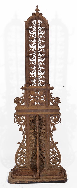 Appraisal: A VICTORIAN COLEBROOKDALE CAST IRON HALL STAND with pierced foliate