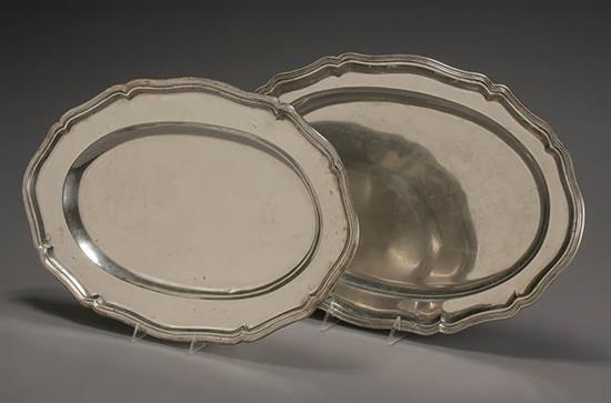 Appraisal: Two Austro-Hungarian Silver Oval Platters - Each having a shaped