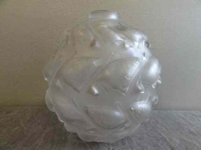 Appraisal: R Lalique Signed Vase with Fish Decoration Etched on base