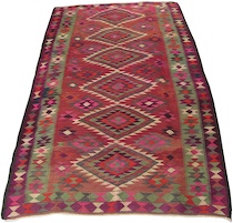 Appraisal: Antique Kilim A traditional flatweave carpet with bold color palette