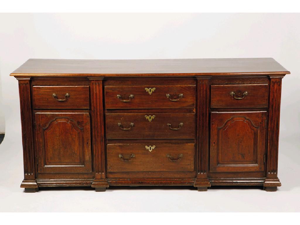 Appraisal: A GEORGE III STYLE OAK DRESSER BASE the rectangular top