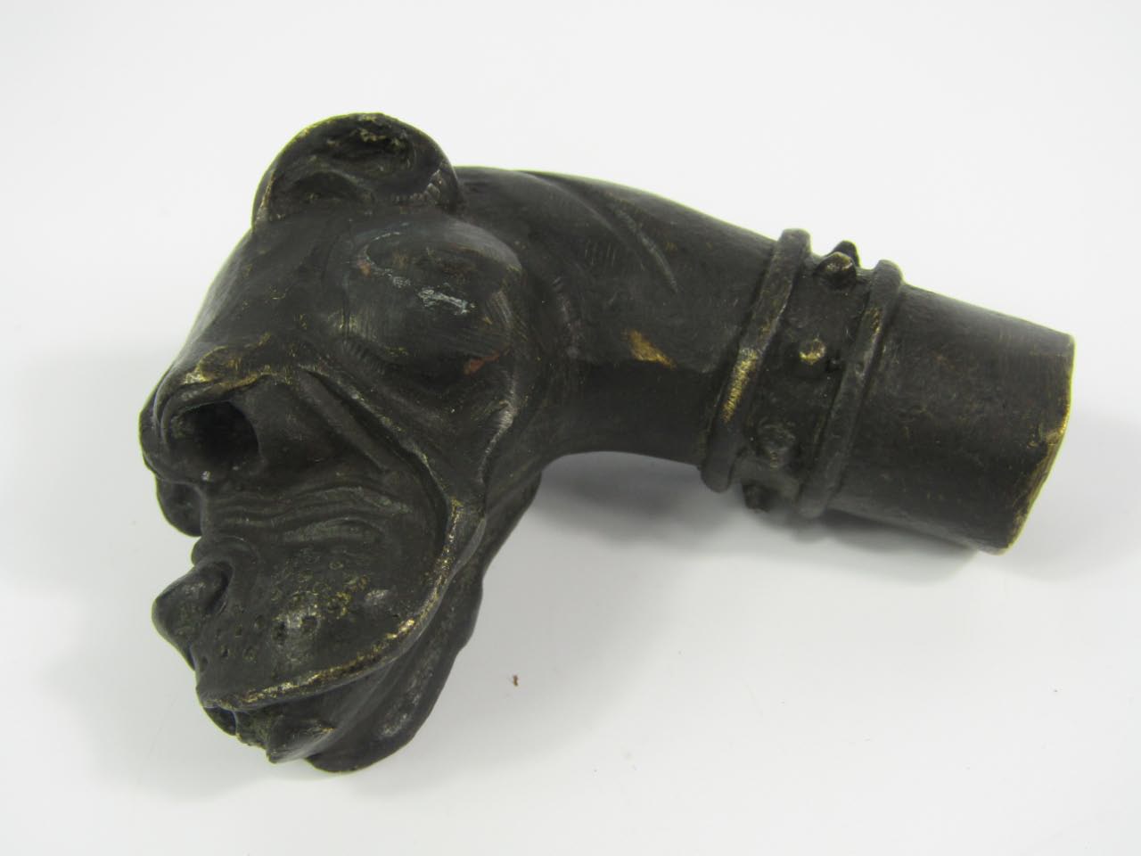 Appraisal: A Victorian brass walking stick handle cast as a boxer