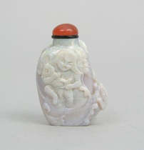 Appraisal: Carved White Opal Snuff Bottle Carved white opal snuff bottle