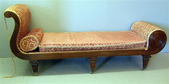 Appraisal: Regency mahogany day bed with scrolled and reeded ends on