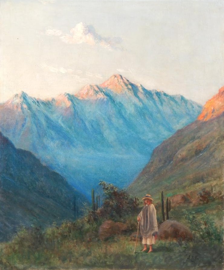 Appraisal: August Lohr - Mexican landscape oil on canvas signed cm