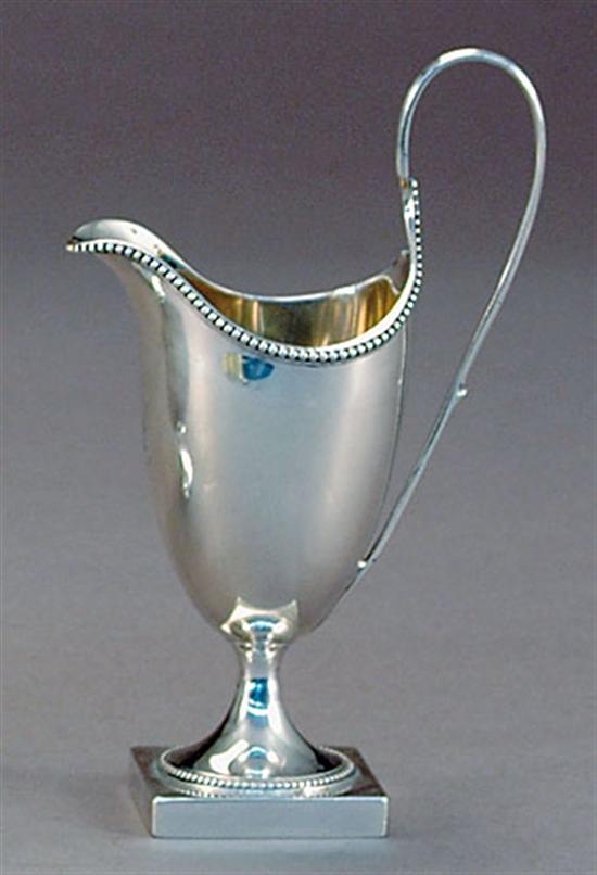 Appraisal: George III sterling helmet-form creamer Hester Bateman London dated Classical