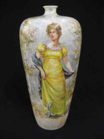 Appraisal: Rosenthal Handpainted Porcelain Portrait Vase maiden in the autumn woods