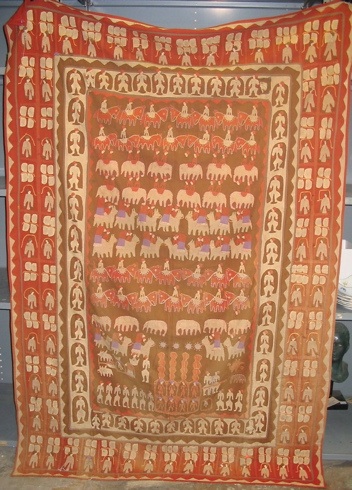 Appraisal: A SINO TIBETAN WALL HANGING hand stitched with applications of