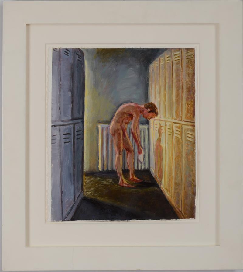 Appraisal: Hugh Steers - Locker Room Oil on paper signed titled