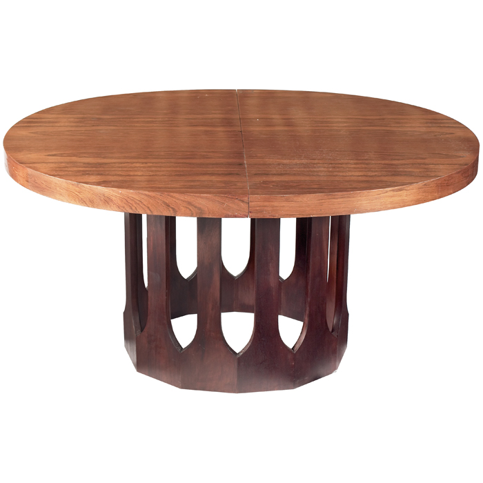 Appraisal: Midcentury dining table possibly Scandinavian oval rosewood top over and