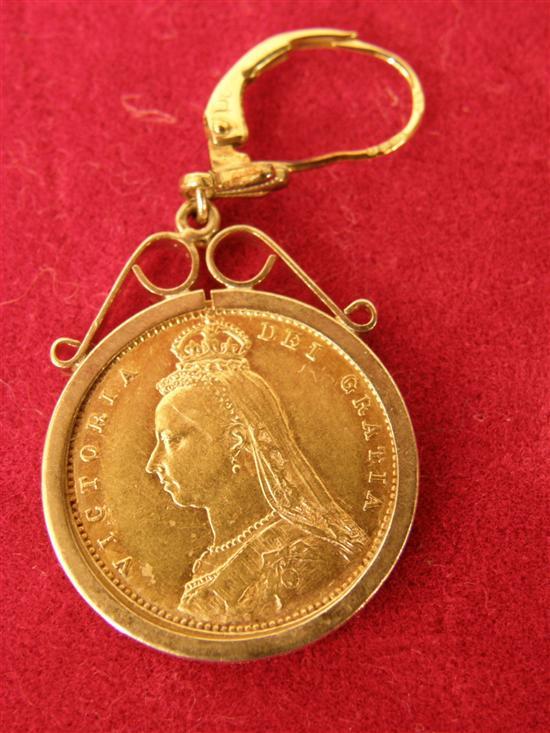 Appraisal: Victorian half sovereign in later gold mount