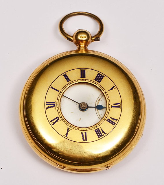 Appraisal: AN CT GOLD HALF HUNTER KEY WOUND POCKET WATCH with