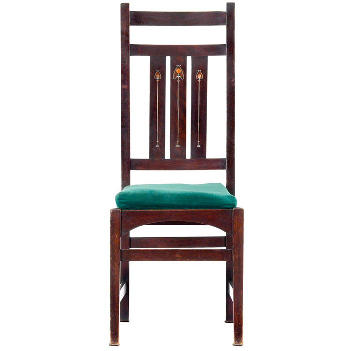 Appraisal: Fine Gustav Stickley side chair designed by Harvey Ellis inlaid