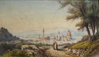 Appraisal: th C Italian school watercolor of Florence From hills with