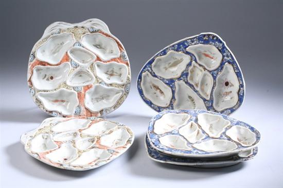 Appraisal: FIVE SAMSON PORCELAIN OYSTER PLATES th century Three shaped form