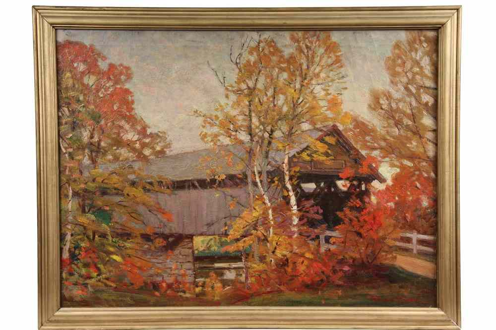 Appraisal: OOC - 'New Hampshire Covered Bridge Campton October' by Robert