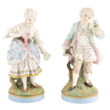 Appraisal: Pair of Painted Bisque Porcelain Figures of a Courting Couple