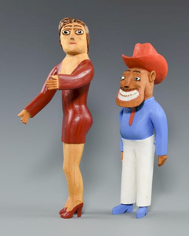 Appraisal: Sulton Rogers Carvings Man and Woman Two Sulton Rogers Mississippi