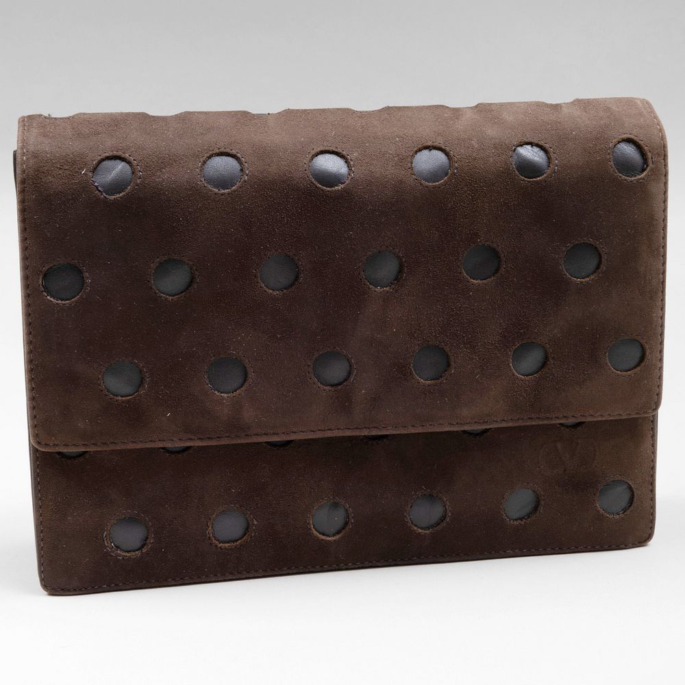 Appraisal: Valentino Garavani Suede and Leather Clutch With label x x