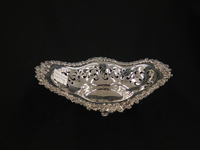 Appraisal: Gorham Sterling Silver Nut Bowl oval reticulated floral border footed