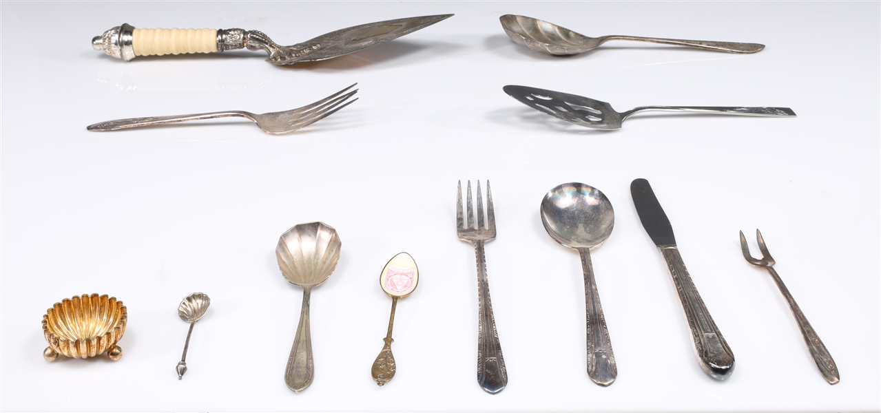 Appraisal: Large group of thirty six silver plate flatware and serving