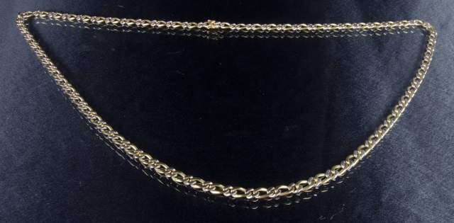 Appraisal: K Yellow White Gold Curb Necklace L Excellent condition Troy