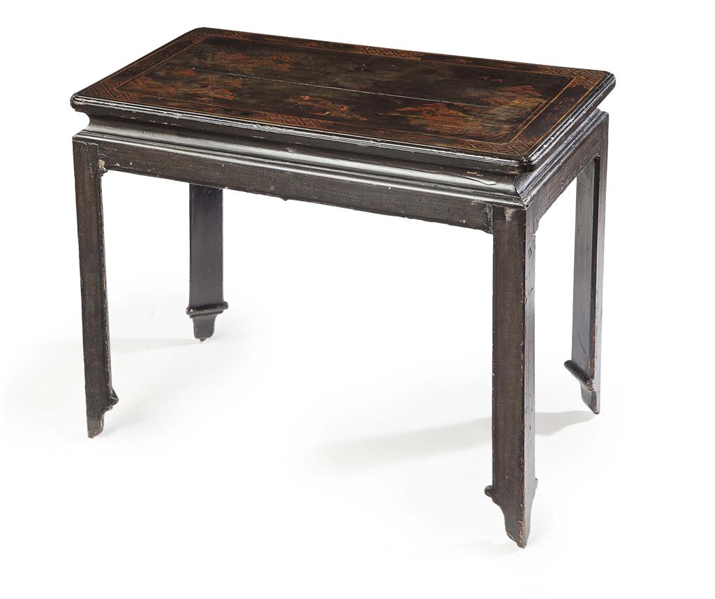 Appraisal: GEORGE II BLACK JAPANNED SIDE TABLE MID TH CENTURY the