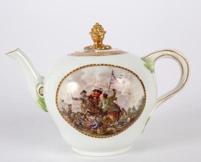 Appraisal: A Meissen Marcolini ogee teapot painted battle scenes circa