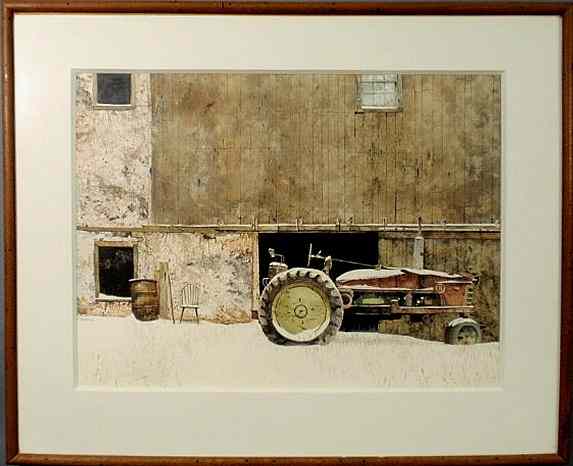 Appraisal: Sculthorpe Peter American - watercolor painting of a winter barnyard