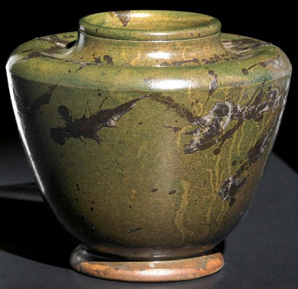 Appraisal: ROBLIN Unusually large vase with random brown glaze drips on