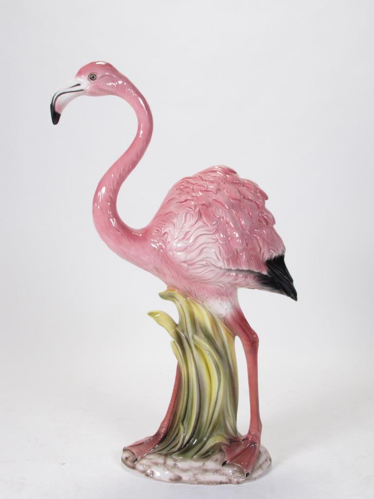 Appraisal: Monumental Italian Porcelain Flamingo depicting a porcelain flamingo standing in