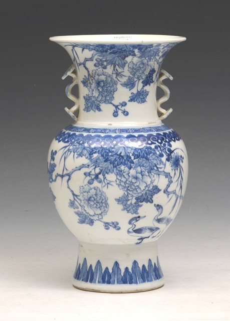 Appraisal: A CHINESE YEN YEN BEAKER VASE decorated in blue and