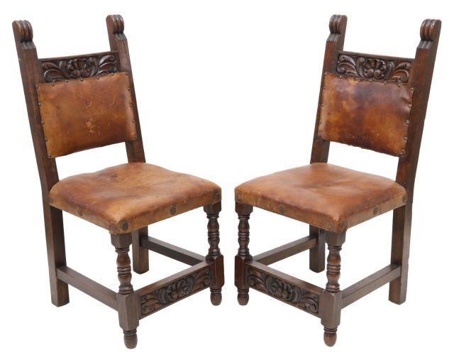 Appraisal: pair Spanish Colonial style side chairs early th c curved