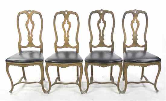 Appraisal: A Set of Four Continental Painted Metal Dining Chairs each