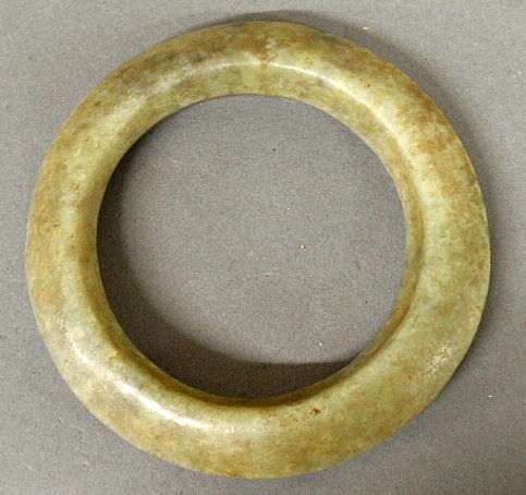 Appraisal: - Rare Chinese green jade bangle possibly Ming Dynasty dia