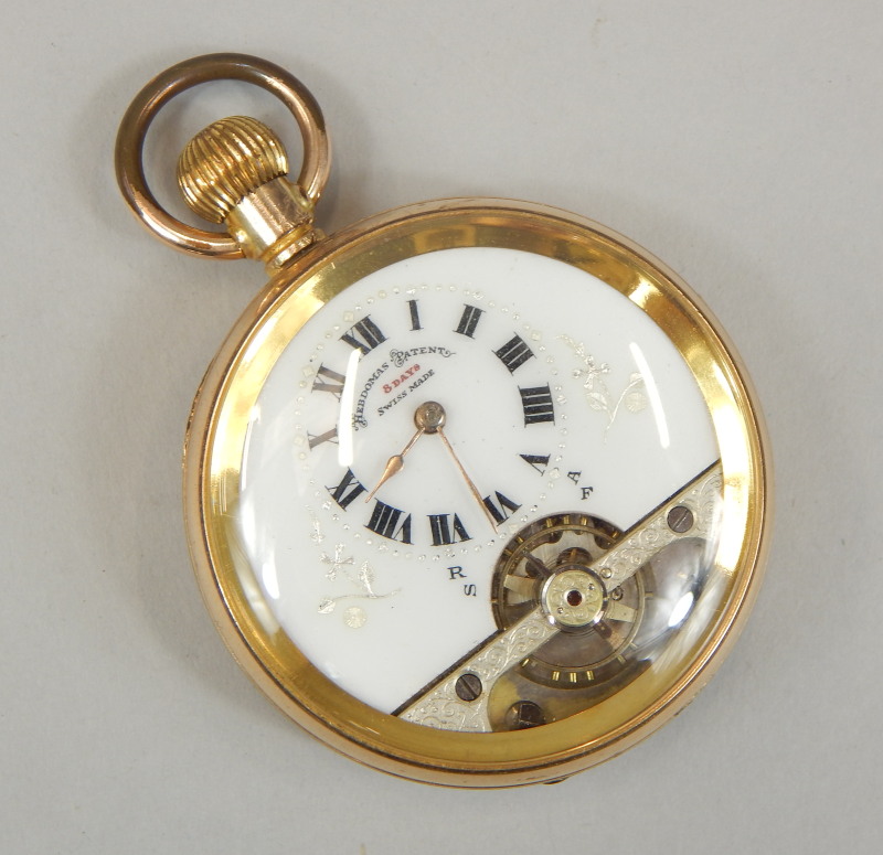 Appraisal: A Hebdomas Patent eight day pocket watch in gold filled