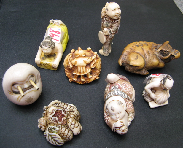 Appraisal: COLLECTION OF CHINESE IVORY NETSUKE AND STUDIES pieces most signed